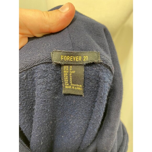 Forever 21 Women's Hoodie Blue Red and White Striped Cropped Size Small - Picture 6 of 6